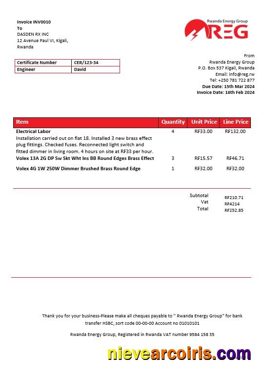 Rwanda Energy Group electricity business utility bill